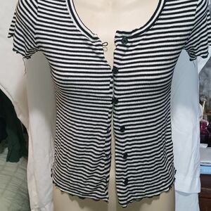 Striped Black and White Women's Top